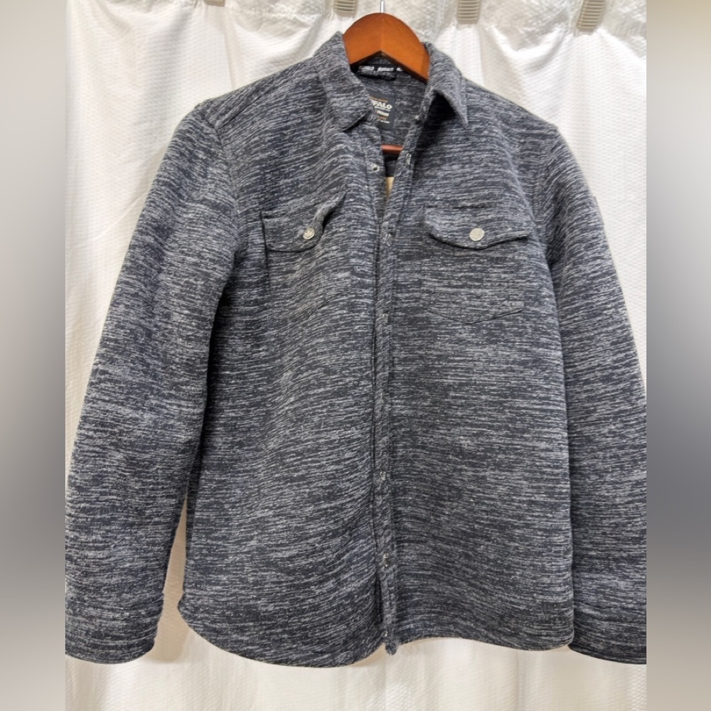 Buffalo David Bitton Shirt Jacket Shacket Black Snap Sherpa Lined Sz L Youth EUC